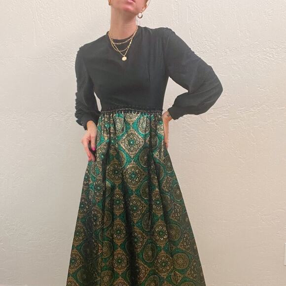 Vintage 1960's Long Sleeve Formal Maxi Dress - Picture 3 of 3